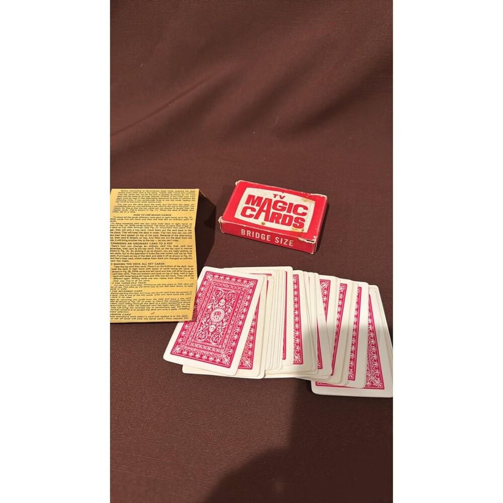 Tv  Mystery Magic Cards Vintage  has Instructions Bridge Size USA Magic Tricks